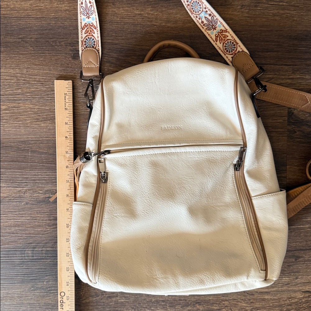 Fadeon Backpack Purse White Large Leather Laptop Bag Travel Carry On Outdoors - Picture 12 of 15